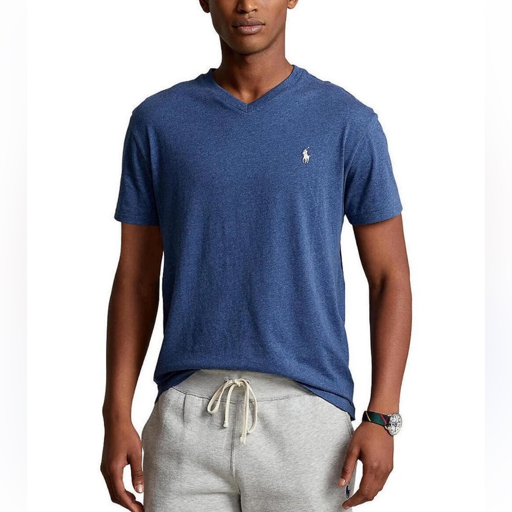 Polo Ralph Lauren men's navy blue v neck short sleeve t shirt size large EUC‎